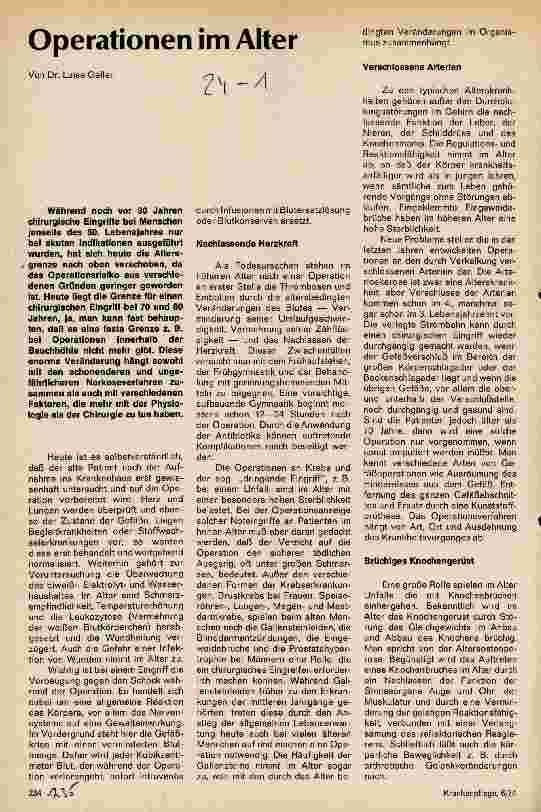 Vorschauseite 1: Operationen im Alter