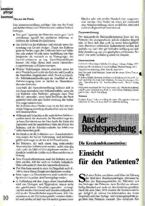 Vorschauseite 1: Einsicht für den Patienten? Die Krankendokumentation