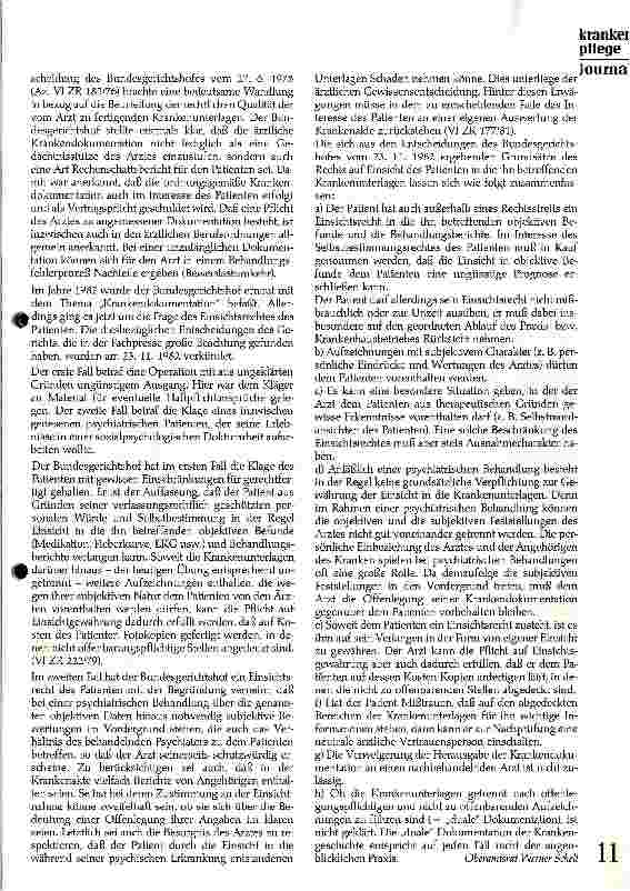 Vorschauseite 2: Einsicht für den Patienten? Die Krankendokumentation