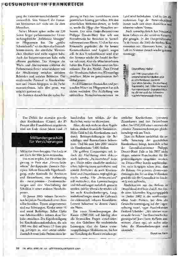 Vorschauseite 3: Das beste aller Systeme. Gesundheit in Frankreich