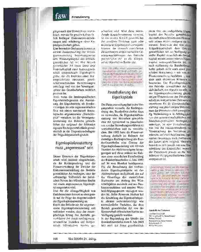 Vorschauseite 3: Pauschalierte Berechnung der Eigenkapitalausstattung ist obsolet Bewegung bei der Abzugsfähigkeit von Schuldzinsen auf Darlehen von Trägerkörperschaften