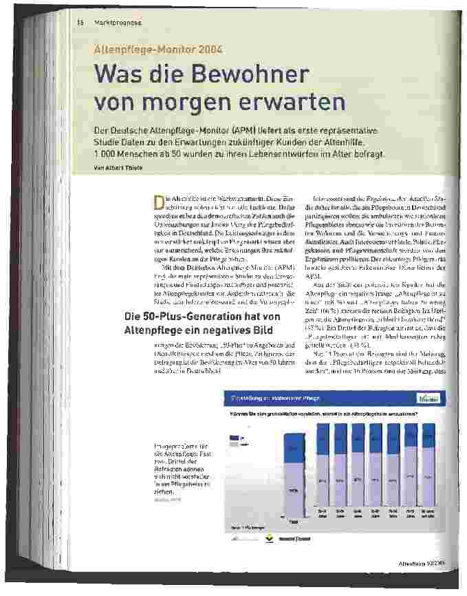 Vorschauseite 1: Was die Bewohner von morgen erwartenAltenpfiege-Monitor 2004
