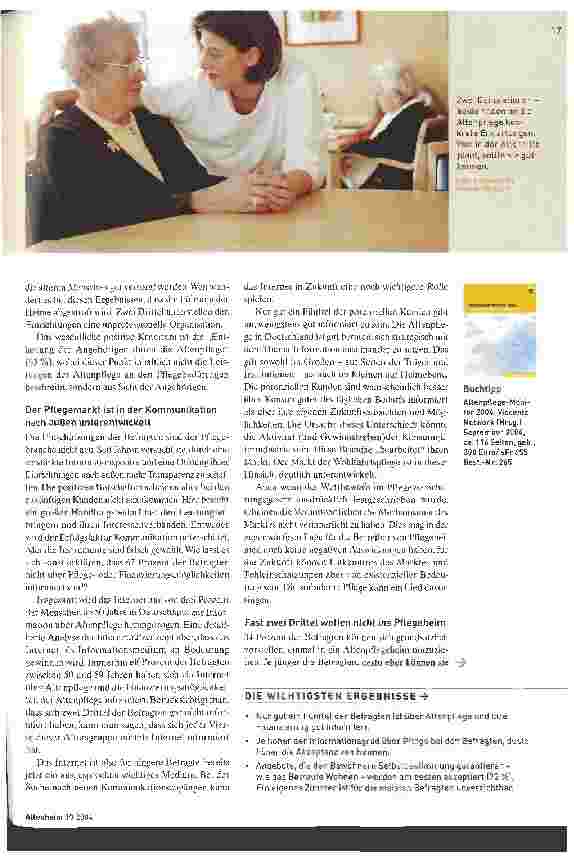 Vorschauseite 2: Was die Bewohner von morgen erwartenAltenpfiege-Monitor 2004