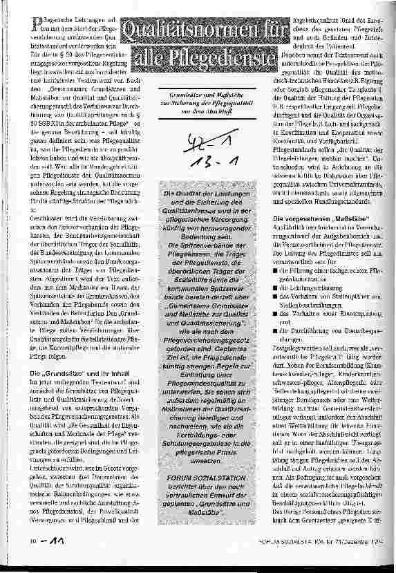 Vorschauseite 1: Qualitätsnormen für alle Pflegedienste Grundsätze und Maßstäbe zur Sicherung der Pflegequalität vor dem Abschluß