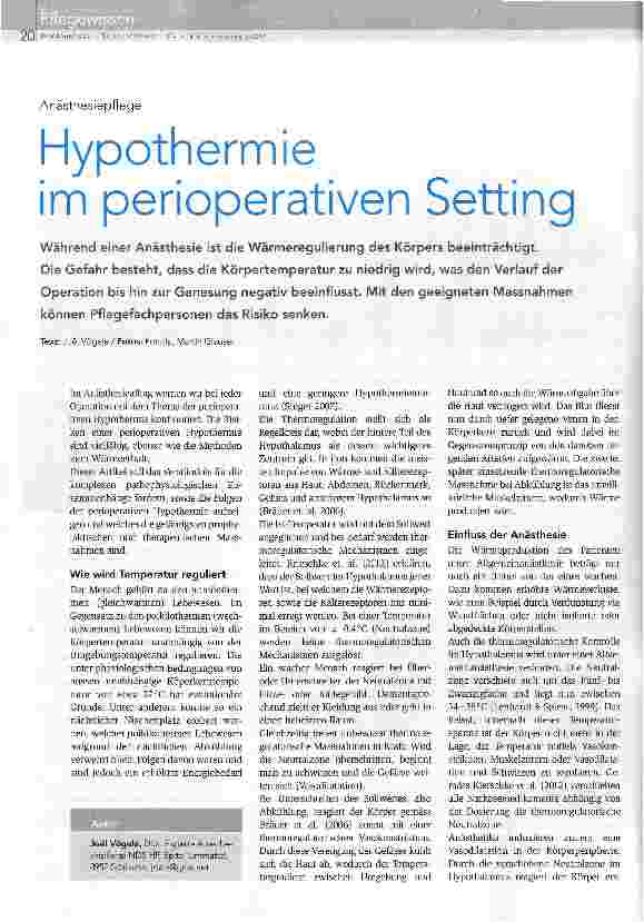 Vorschauseite 1: Hypothermie im perioperativen Setting