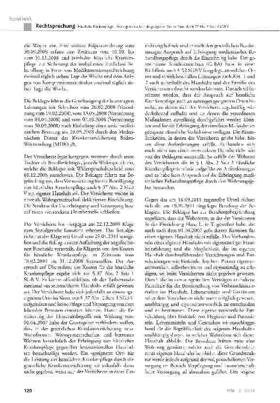Vorschauseite 3: Häusliche Krankenpflege - Wohngemeinschaft als geeigneter Ort im Sinne des § 37 Abs. 2 Satz 1 SGB V SGB V § 13 Abs. 3 Satz 1, § 37; HKP-R § 6 Abs. 6