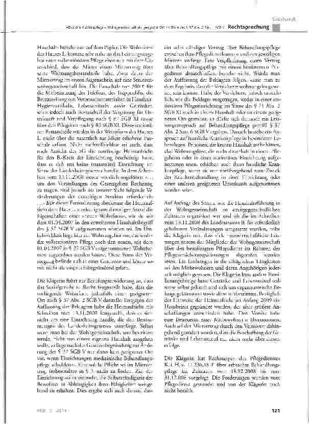 Vorschauseite 4: Häusliche Krankenpflege - Wohngemeinschaft als geeigneter Ort im Sinne des § 37 Abs. 2 Satz 1 SGB V SGB V § 13 Abs. 3 Satz 1, § 37; HKP-R § 6 Abs. 6