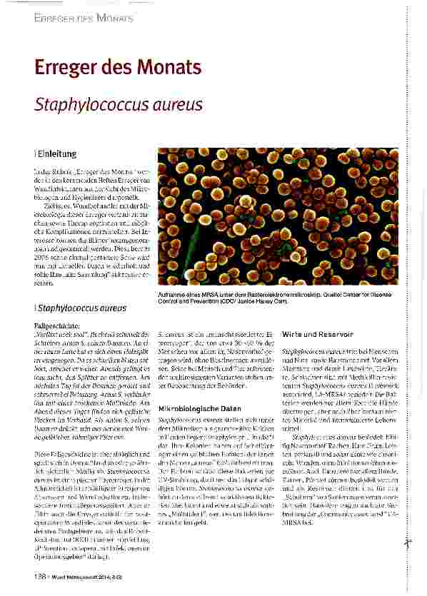Vorschauseite 1: Erreger des Monats Staphylococcus aureus