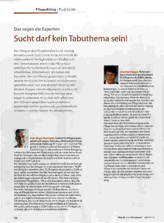 Vorschauseite 1: Sucht darf kein Tabuthema sein!