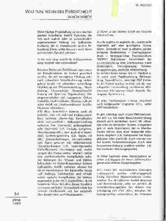 Vorschauseite 1: WAS TUN, WENN DER PATIENT NICHT WACH WIRD?
