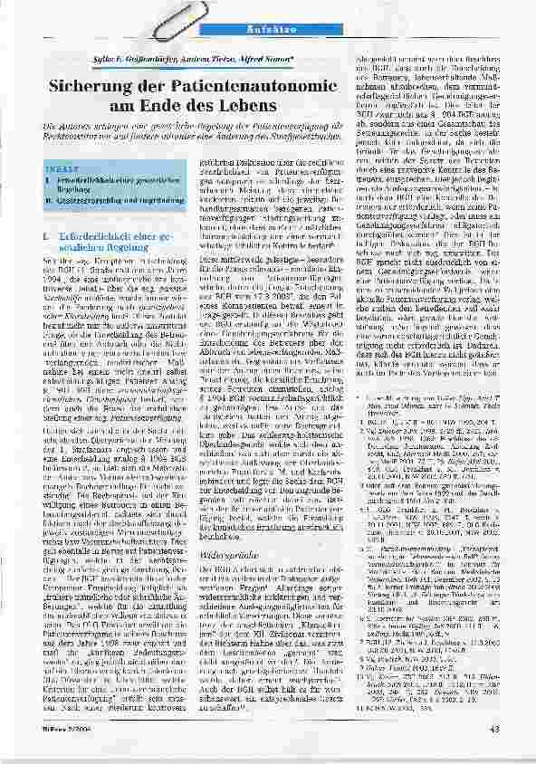 Vorschauseite 1: Sicherung der Patientenautonomie am Ende des Lebens