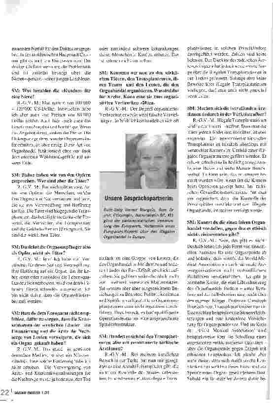 Vorschauseite 3: Der Organhandel nutzt extreme Armut aus Gespräch mit Ruth-Gaby Vermont-Mangold