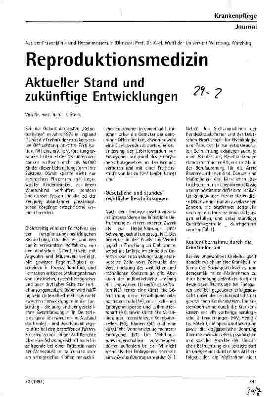 Vorschauseite 1: Reproduktionsmedizin Aktueller Stand und zukünftige Entwicklungen