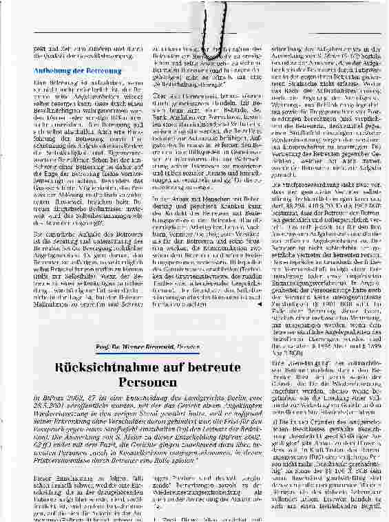 Vorschauseite 1: Rücksichtnahme auf betreute Personen