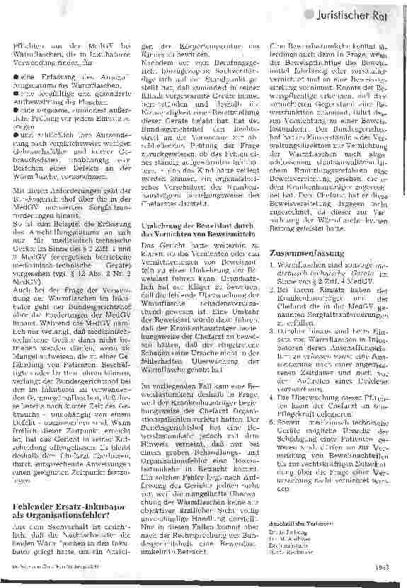 Vorschauseite 2: Organisationspflichten beim Einsatz von Wärmflaschen in Inkubatoren