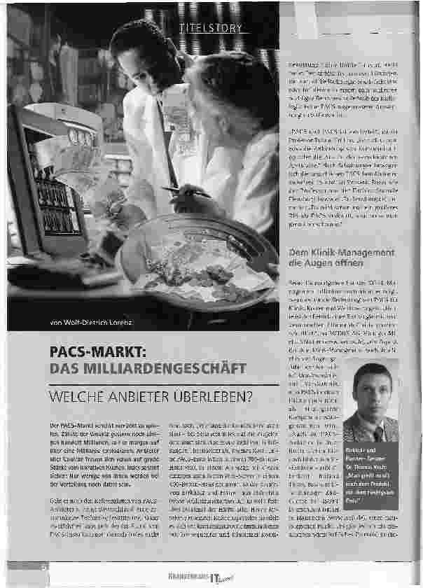 Vorschauseite 1: PACS-MARKT: DAS MILLIARDENGESCHÄFTWELCHE ANBIETER ÜBERLEBEN?