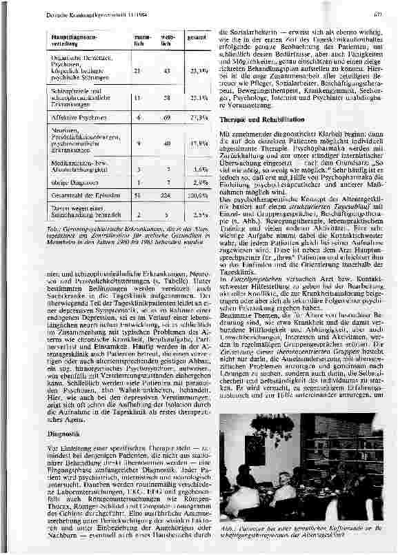 Vorschauseite 3: Die Betreuung alter Menschen in einer Altentagsklinik