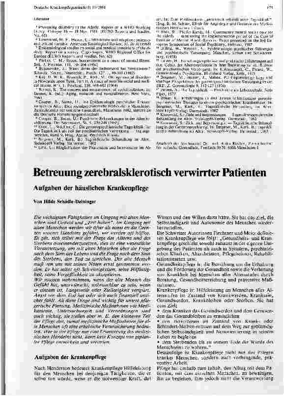 Vorschauseite 5: Die Betreuung alter Menschen in einer Altentagsklinik