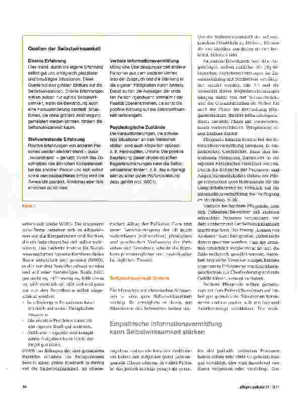 Vorschauseite 3: Selbstwirksamkeit -ein hilfreiches Konzept chronischem Schmerz?