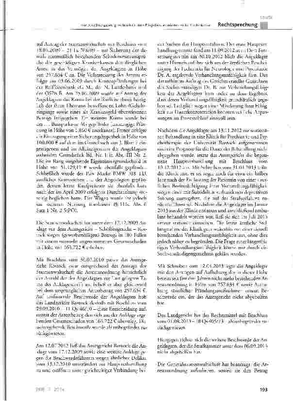 Vorschauseite 3: Zum Abrechnungsbetrug der Inhaberin eines Pflegedienstes zulasten zweier Krankenkassen(hier: Aufrechterhaltung der Arrestanordnung)