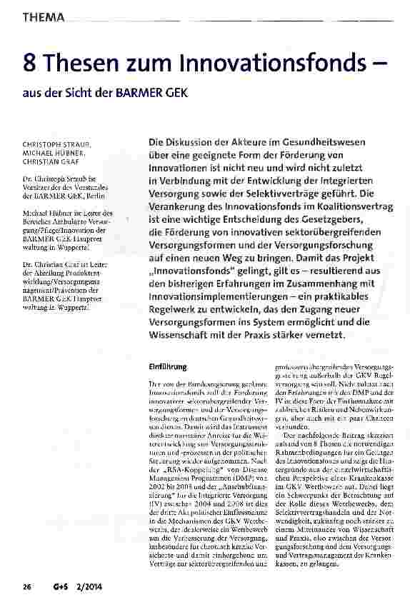 Vorschauseite 1: 8 Thesen zum Innovationsfonds