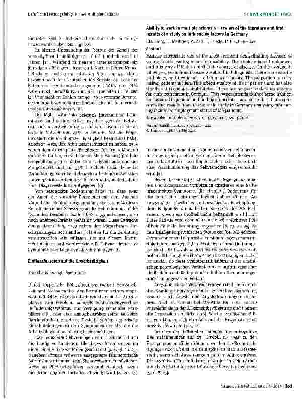 Vorschauseite 2: Berufliche Leistungsfähigkeit bei Multipler Sklerose
