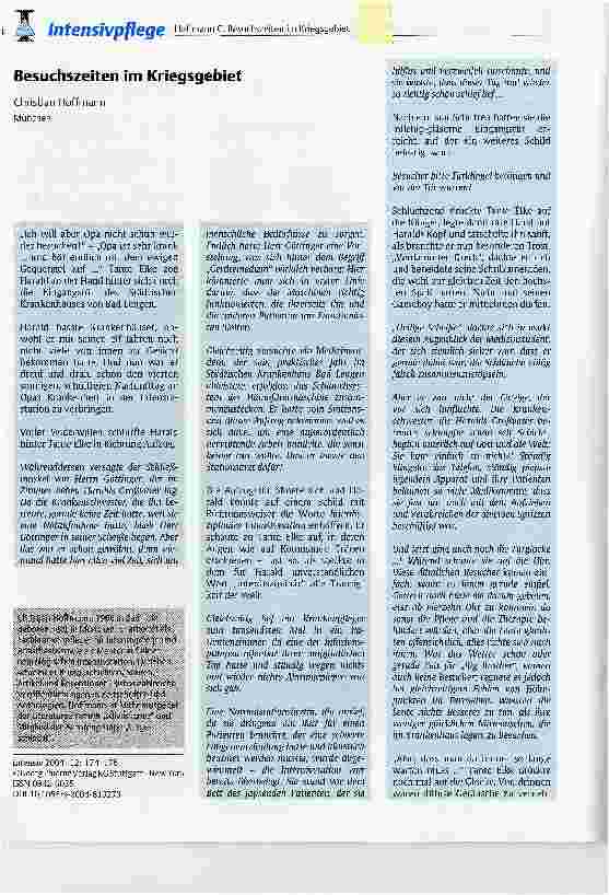 Vorschauseite 1: Besuchszeiten im Kriegsgebiet