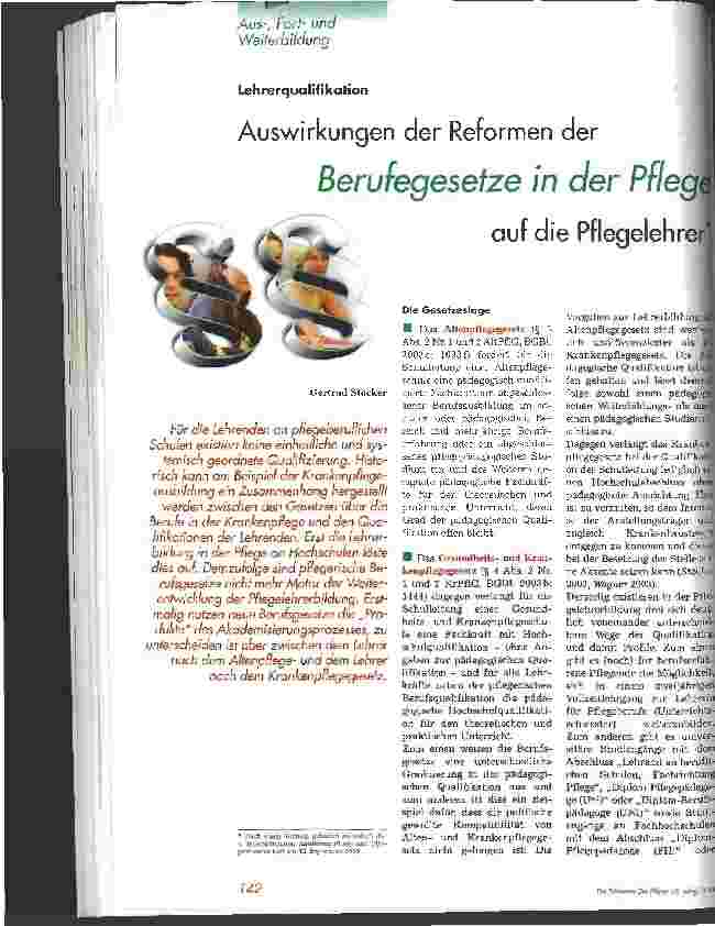 Vorschauseite 1: Auswirkungen der Reformen der Berufegesetze in der Pflege auf die Pflegelehrer