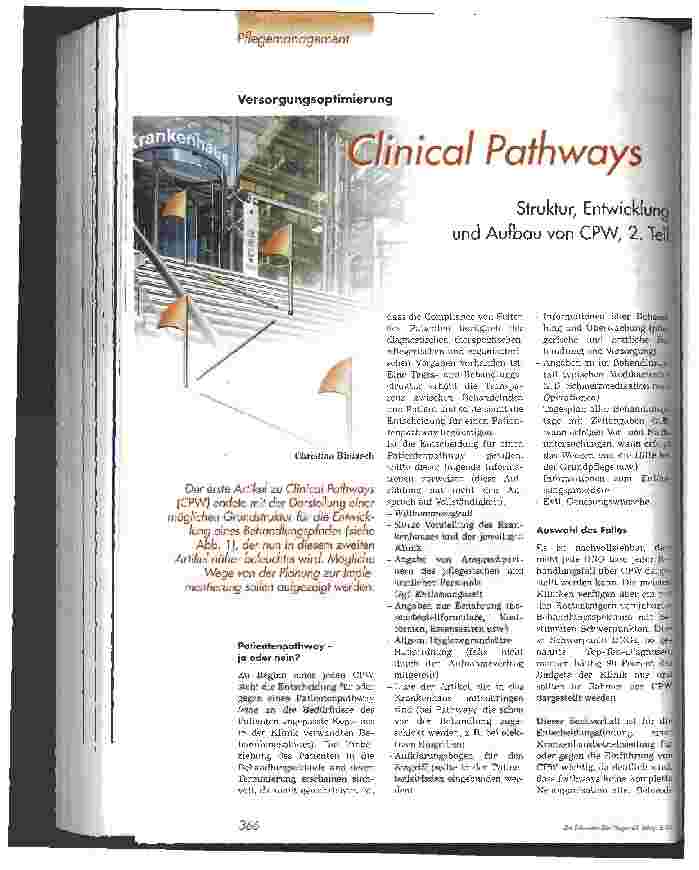 Vorschauseite 1: Clinical Pathways - Struktur, Entwicklung und Aufbau von CPW 2. Teil