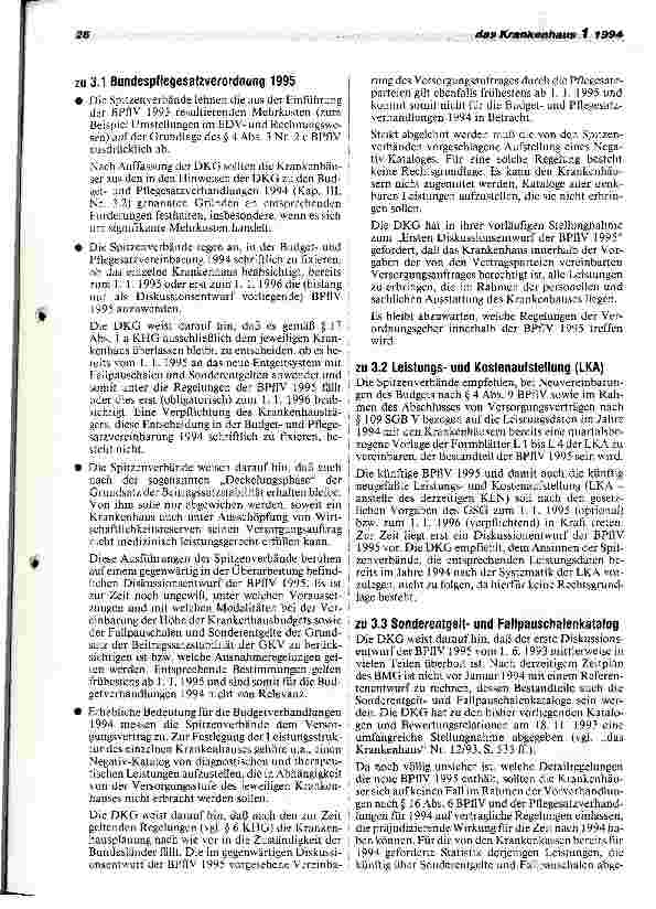 Vorschauseite 4: Budgetrunde 1994: DKG kritisiert GKV-Hinweise Genehmigungsbehörde Baden-Württ.stützt Auffassung d.DKG
