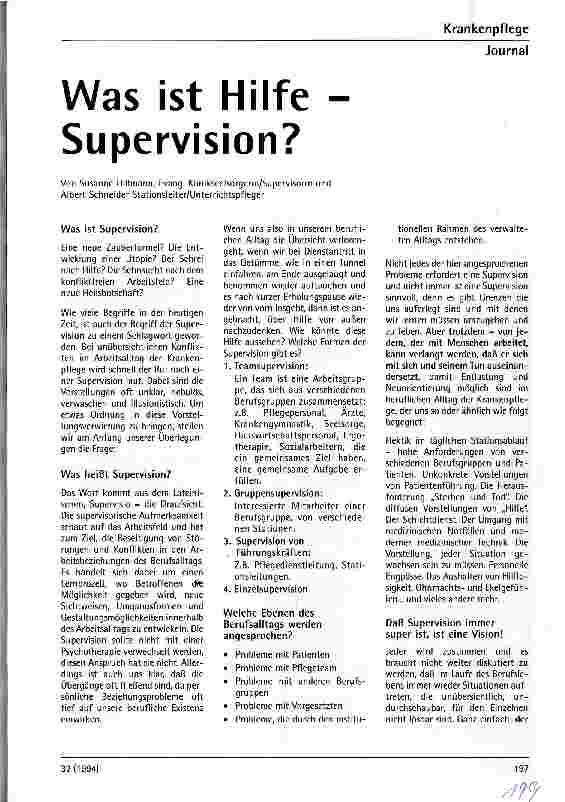 Vorschauseite 1: Was ist Hilfe - Supervision?