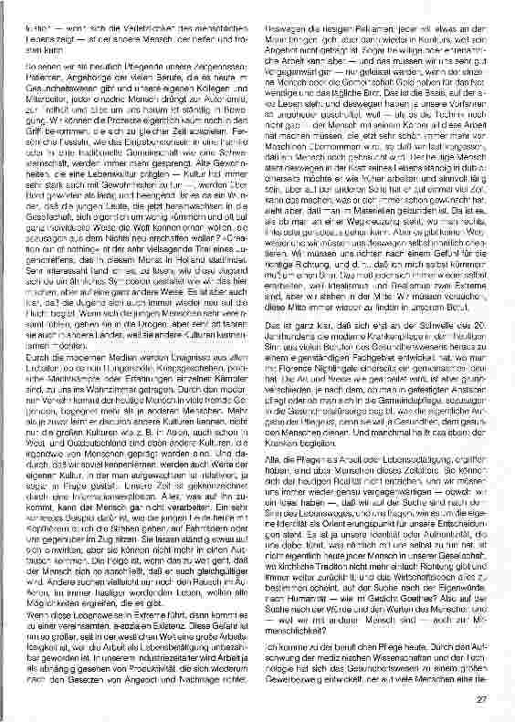 Vorschauseite 2: Philosophie der Pflege heute und morgen Vortrag, Jahrestagung 15.4.94 (gekürzt)