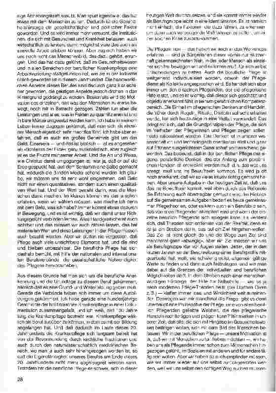 Vorschauseite 3: Philosophie der Pflege heute und morgen Vortrag, Jahrestagung 15.4.94 (gekürzt)