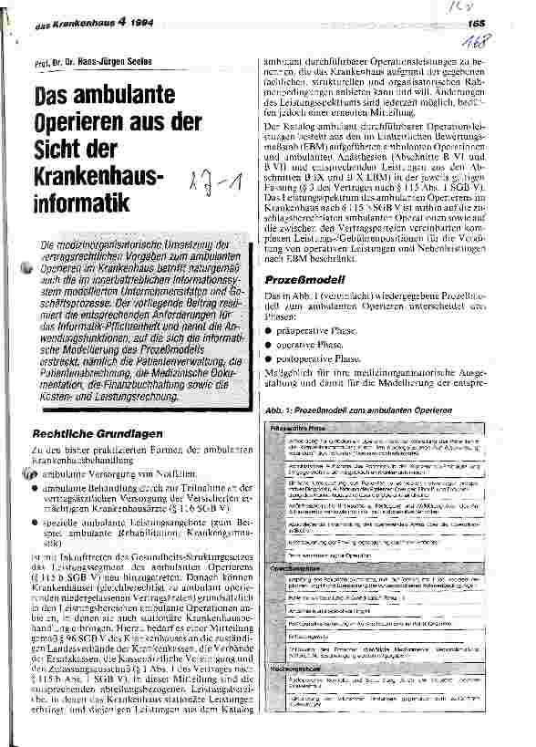 Vorschauseite 1: Das ambulante Operieren aus der Sicht der Krankenhausinformatik