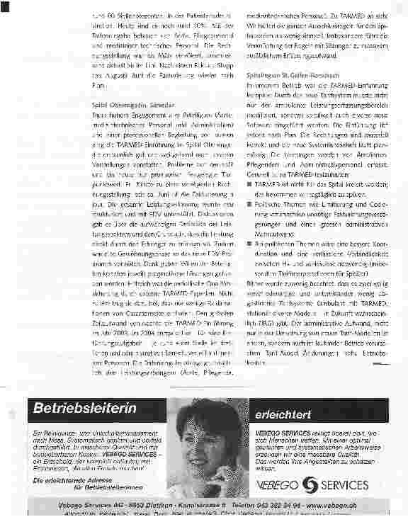 Vorschauseite 4: TARMED in den Spitälern: Kurzberichte