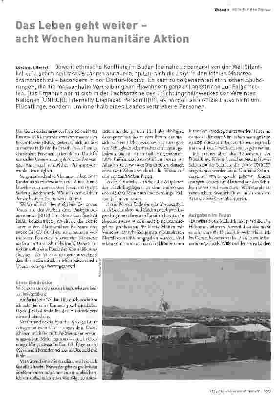 Vorschauseite 1: Das Leben geht weiter - acht Wochen humanitäre Aktion
