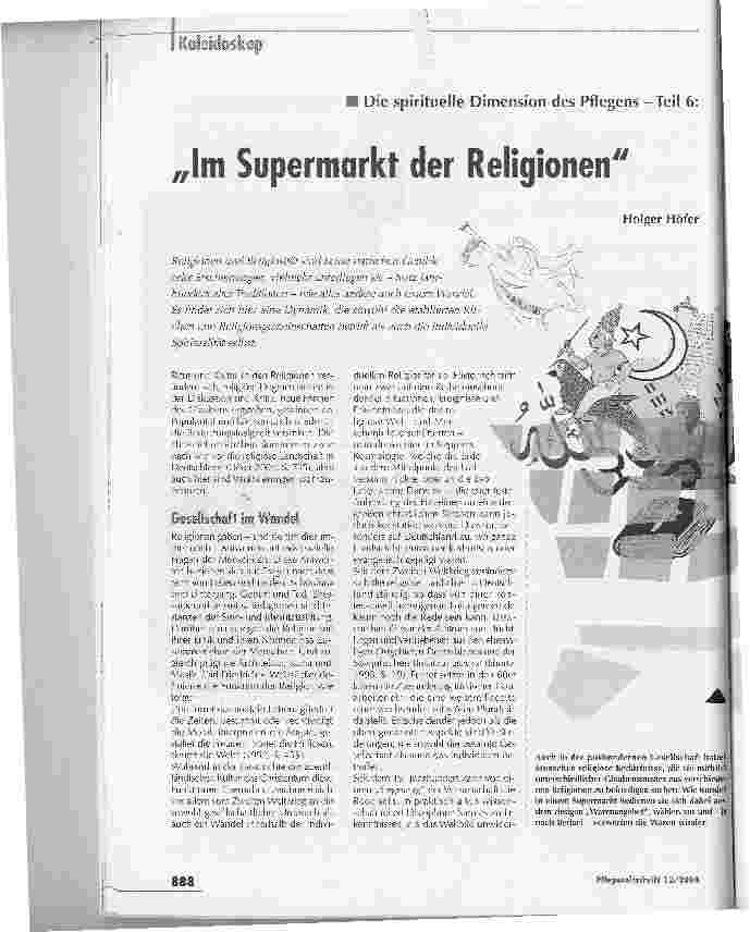 Vorschauseite 1: Im Supermarkt der Religionen. Die spirituelle Dimension des Pflegens - Teil 6: