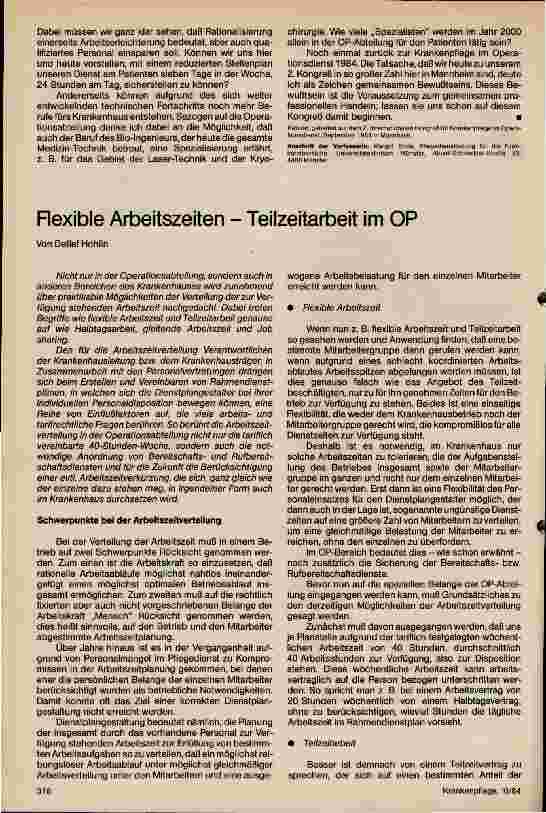 Vorschauseite 1: Flexible Arbeitszeiten - Teilzeiten im OP
