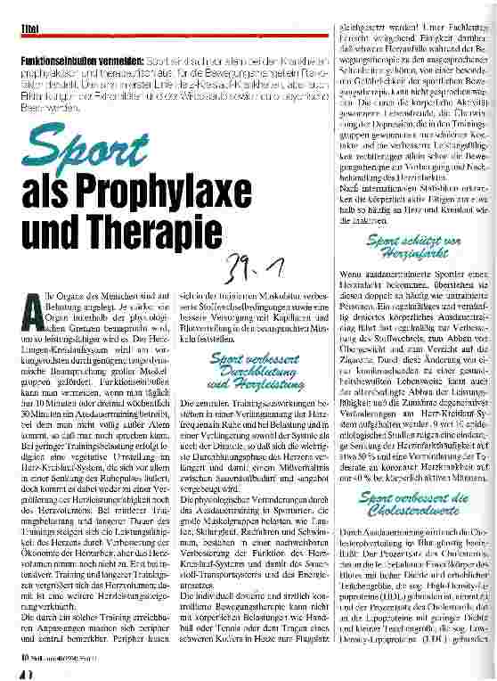 Vorschauseite 1: Sport als Prophylaxe und Therapie Funktionseinbußen vermeiden