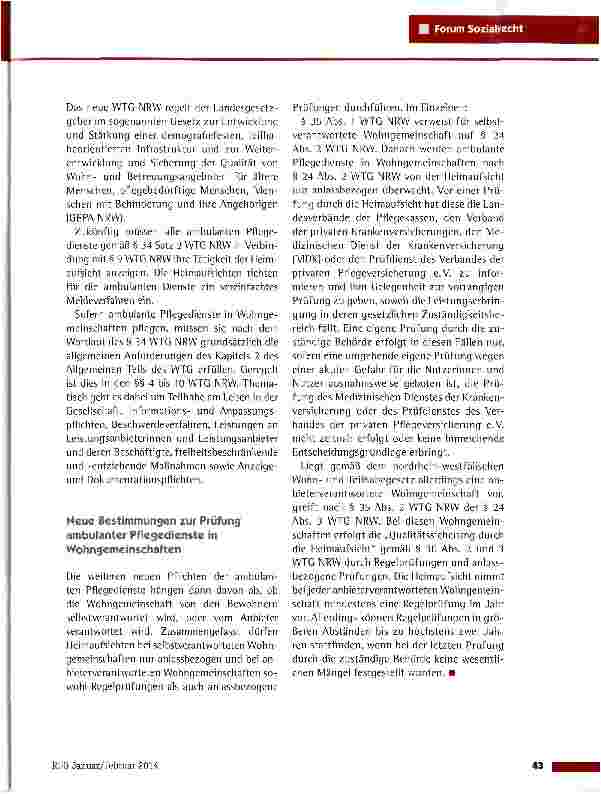Vorschauseite 2: Ambulante Pflegedienste in Wohngemeinschaften: NRW erweitert den Anwendungsbereich des Landes-heimgesetzes