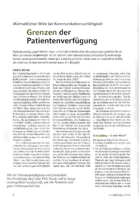 Vorschauseite 1: Grenzen der Patientenverfügung