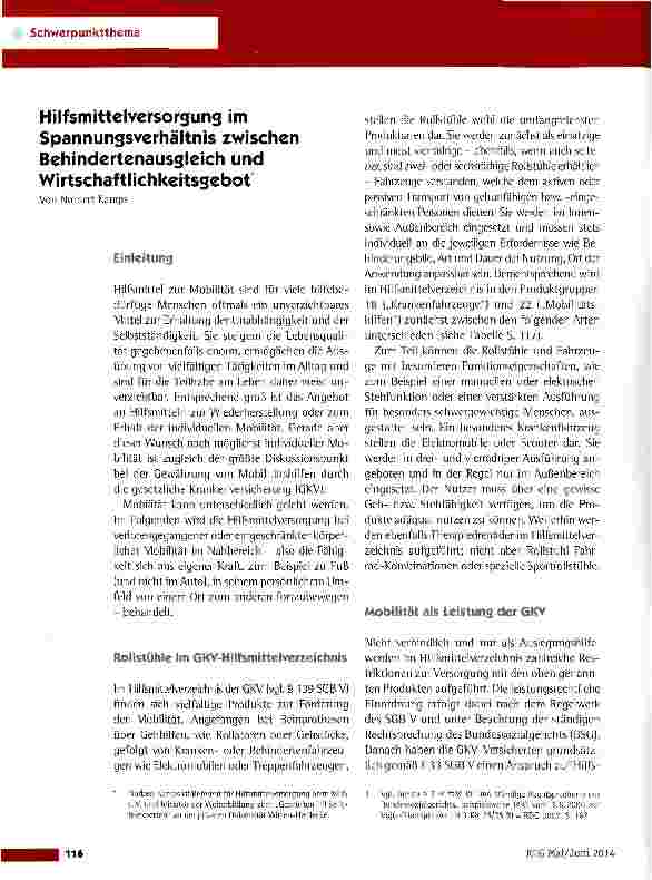 Vorschauseite 1: Hilfsmittel Versorgung im Spannungsverhältnis zwischen Behindertenausgleich und Wirtschaftlichkeitsgebot