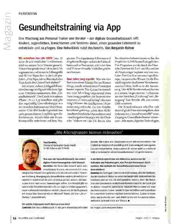 Vorschauseite 1: Gesundheitstraining via App