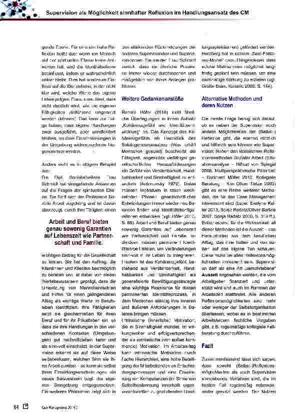 Vorschauseite 3: Supervision als Möglichkeit sinnhafter Reflexion im Handlungsansatz des Case Management