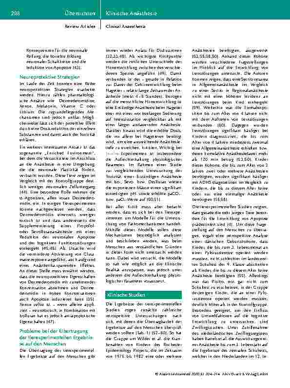Vorschauseite 5: Anästhetika-induzierte Neurotoxizität bei Kindern: Aktueller Stand der Wissenschaft