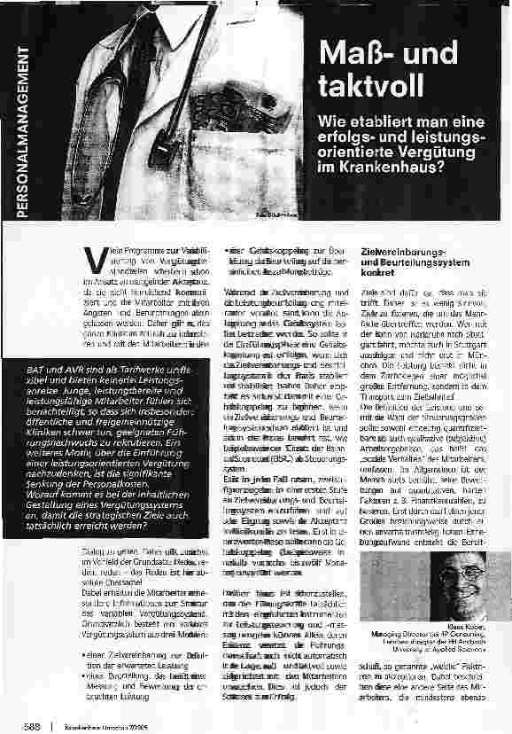 Vorschauseite 1: Maßund taktvollWie etabliert man eine erfolgsund leistungsorientierte Vergütung im Krankenhaus?