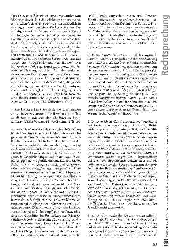 Vorschauseite 3: Zur Pflicht des Trägers eines Pflegewohnheims, die körperliche Unversehrtheit der Heimbewohner zu schützen
