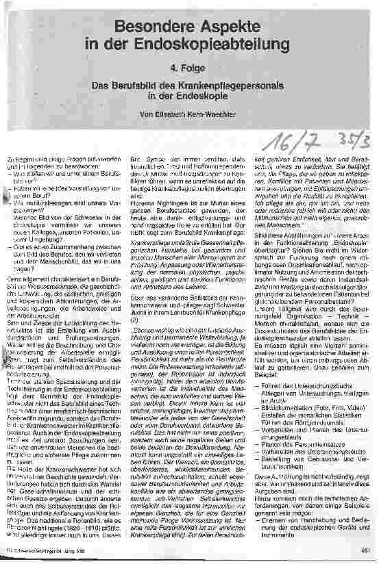 Vorschauseite 1: Besondere Aspekte in der Endoskopieabteilung/Das Berufsbild des Krankenpflegepersonals in der Endokopie