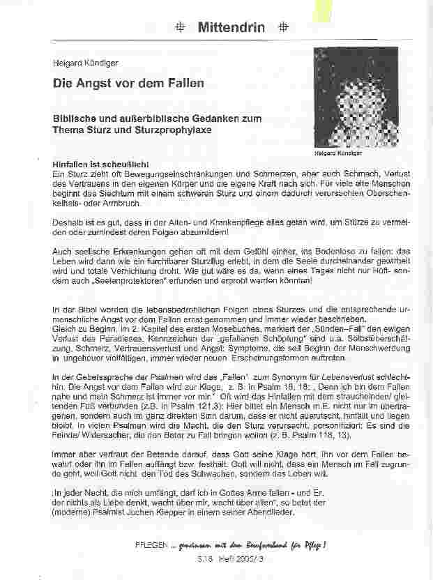 Vorschauseite 1: Die Angst vor dem Fallen