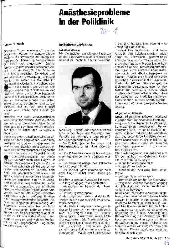 Vorschauseite 1: Anästhesieprobleme in der Poliklinik